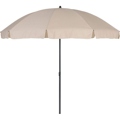 Greemotion Ombrellone Ø 200 cm Ombrello Tondo Parasole Spiaggia Giardino Esterno, Beige-Grigio Antracite