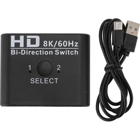 Commutateur multimédia haute définition, 8K 60 Hz, 1 entrée, 2 sorties, 2 entrées, 1 sortie, distributeur d'interface multimédia haute définition bidirectionnel. (1/5)