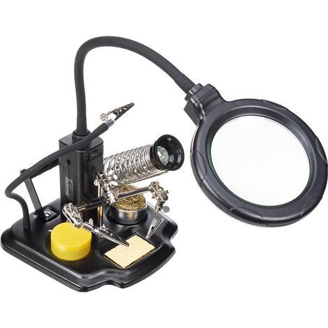 Velleman Troisième main multifonctionnelle avec loupe et outils de soudage, idéal pour le travail de précision avec lampe loupe à LED (1/5)