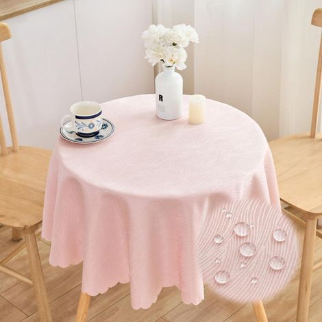 Runde Jacquard Tischdecke 120 cm Puderrosa, wasserabweisend, pflegeleicht