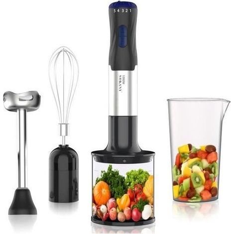 Mixeur Plongeant 1000W, 4 en 1 Mixeur Multifonction, Convient à la Préparation d'aliments pour Bébés,Salades, Soupes et légumes,Jus (1/4)