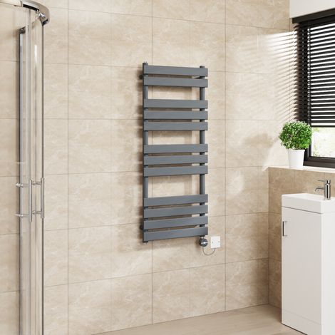 Flat Electric Towel Rail Touch Screen Timer Sand Grey 1200x500mm (1/5)