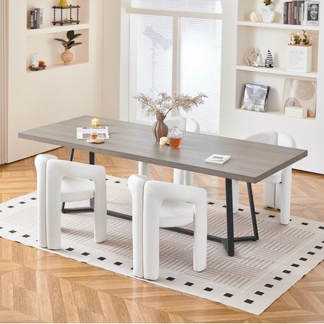 Lot de 4 chaises de salle à manger avec accoudoirs en velours beige, charge maximale 150 kg OKMYHOME (1/5)