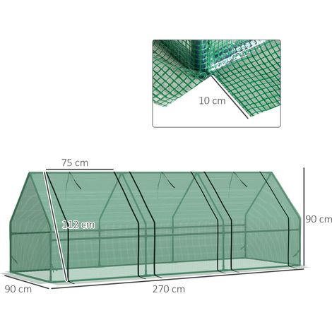 Serre, châssis froid vert 270x90x90cm pour jardin, balcon et plantes (1/5)