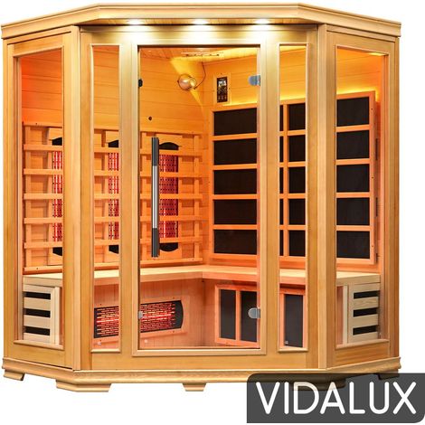 Vidalux Solara 4 Person Corner Full Spectrum Infrared Sauna With Complete Heat (1/5)