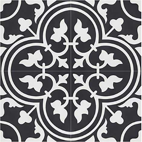 Pegane – Lot de 4 carreaux de ciment noir 20x20 cm – Épaisseur 14 mm – Fait main – Pour sol et mur – 0,16 m2 (1/2)