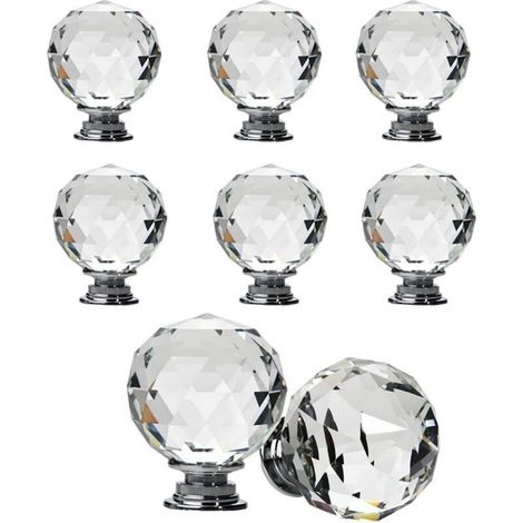 YMYNY Set of 8 Ball Crystal Drawer Knobs Handle Door Knob Shape Diameter 30mm Clear Crystal Cabinet Knobs Round Glass Knobs Decoration for Furniture Drawers (40mm) (1/4)