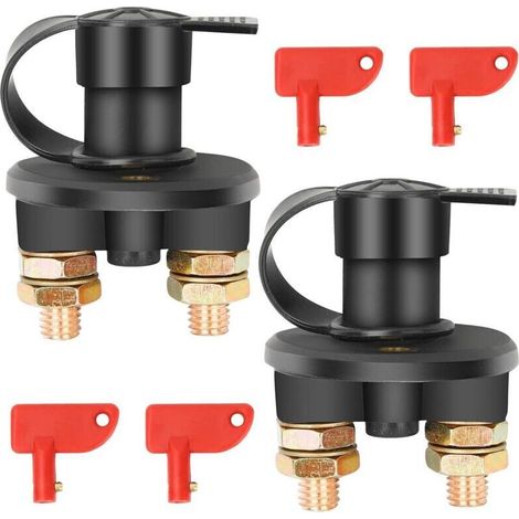 2 Stück 12V/24V Batterietrennschalter EIN/AUS Autobatterietrennschalter für Yacht, Boot, LKW, Bus, Wohnmobil, Auto, Motorrad