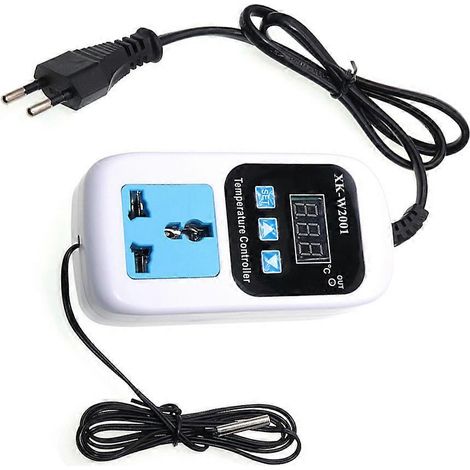 Prise thermostatique numérique XK-W2001 (110-220 V CA) avec sonde NTC et fiche européenne. (1/5)