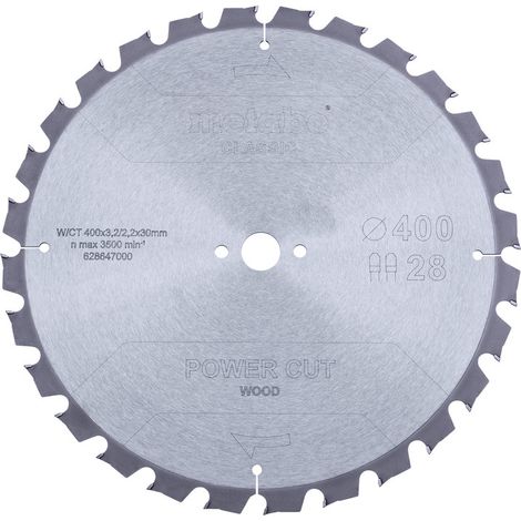 Metabo Lame de scie « power cut wood - classic », 400x3,2/2,2x30 Z28 TZ 15° (628647000)