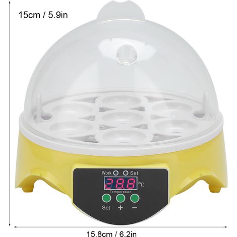 Intelligenter automatischer Brutapparat, PTC-Glimmer, ABS, Durchmesser 15,8 cm, Höhe 15 cm, Kapazität 7 Eier, digitale Temperaturregelung 20 °C–40 °C, 110-V-US-Stecker (1/5)