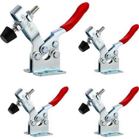 4 Pcs Sauterelle de Serrage Pince à Bascule Horizontale, GH-201-B Serre Joint Desserrage Rapide, Pince Verticale Capacité Déblocage de Levier de Genoux pour Machines, Menuiserie 90KG (1/5)