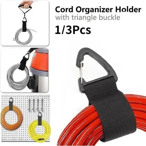 Organisateur de câbles en 3 pièces avec boucle triangulaire, gestion des câbles, attaches de rangement robustes en nylon pour câbles et tuyaux. (1/5)