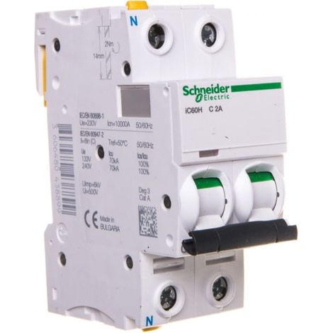 Interruttore automatico 1P+NC 2A 10kA AC iC60H-C2-1N A9F07602