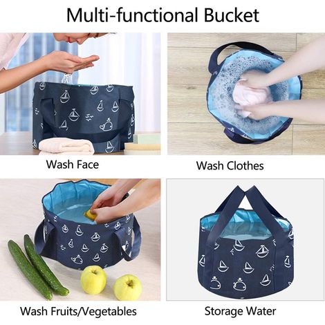 Baignoire Pliable pour Pieds, Bassin de Trempage Portable, Seau de Voyage Repliable, Récipient d'Eau pour Spa de Pieds, Idéal Camping et Pique-Nique (1/5)