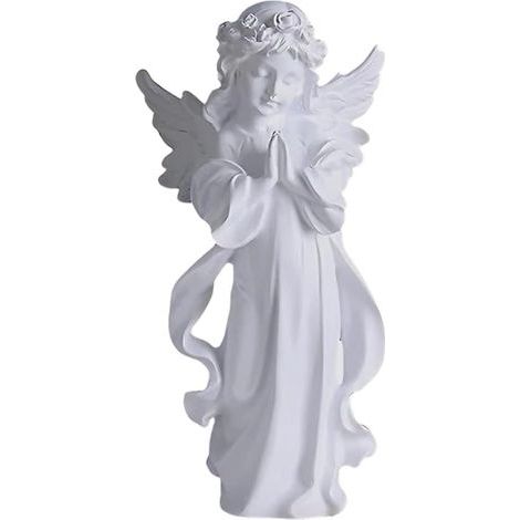 Statue d'ange, ange de cimetière, figurine en résine blanche, statue décorative, pour la maison, le jardin, les mariages, Noël et autres décorations (taille moyenne) (1/4)