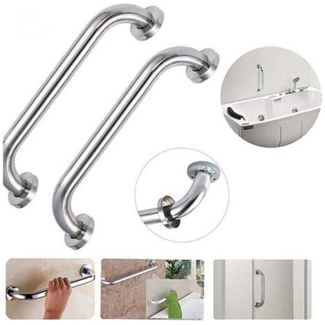 HOXILEELEO - Ensemble de 2 barres d'appui de douche en acier inoxydable, 20 cm – Barre de sécurité murale – Charge maximale : 50 kg – Pour les personnes âgées et les personnes à mobilité réduite (1/5)