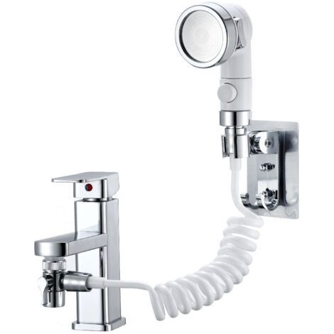 Ducha de mano para lavabo de baño, juego de ducha ajustable para grifo de baño - ducha de mano con conector rápido, manguera desmontable, ducha de mano para lavar el cabello, bañar mascotas