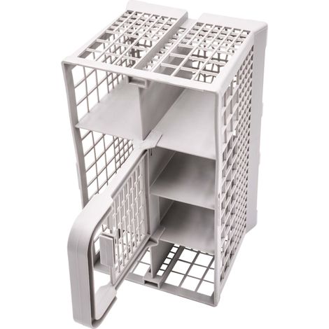 Vhbw – Panier à couverts pour lave-vaisselle – 7 compartiments – Poignée amovible – Dimensions 24,3 x 13,6 x 12,4 cm – Plastique gris (1/3)
