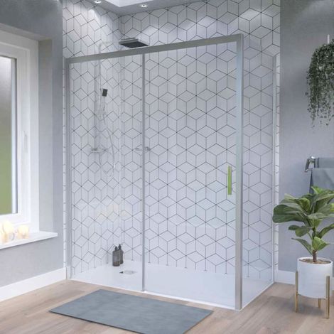 Porte de douche d'angle avec paroi coulissante NERINA Access - 160x90 cm (1/4)