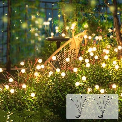 Lot de 12 lampes solaires jardin – Éclairage décoratif extérieur effet lucioles – Spots à planter étanches à énergie solaire (1/2)
