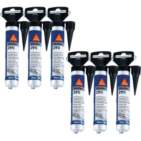 Lot de 6 colles mastic marine SIKA Sikaflex 291i - Noir - Mini recharge 70ml