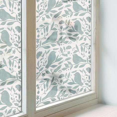 Klebefolie 50x146 cm Selbstklebend Milchglas UV-Schutz Dekorativ Sichtschutz Fenster Folie für Badezimmer Schlafzimmer PVC Blickdicht Vogelmotiv