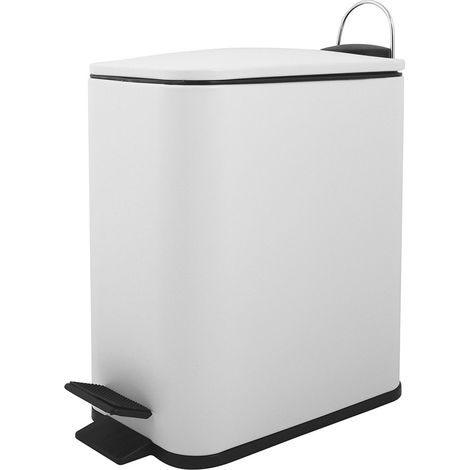 Pattumiera bagno 5 Lt in acciaio bianco opaco con apertura a pedale Rexa (1/4)