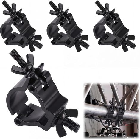 Confezione da 4 Morsetti a Traversa da 30-35 mm: Gancio in Alluminio per Illuminazione da Palcoscenico Staffa da 80 kg per Accessori di Illuminazione DJ per Tecnici delle Luci (1/5)