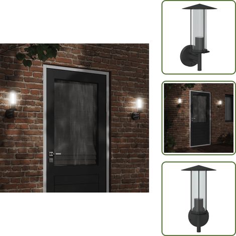 The Living Store Applique murale d'extérieur noir acier inoxydable - Applique Murale Exterieure - Éclairage Extérieur - Luminaire Mural - Lampadaire Extérieur - Lumière Extérieure (1/5)