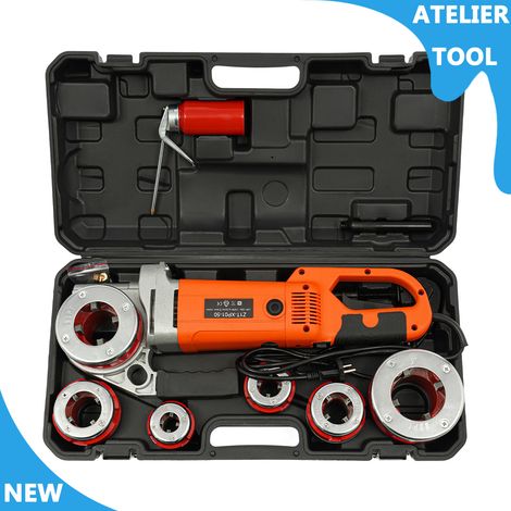 ATELIER 2300W threader de tuyau professionnel portable 26rpm avec 6  moules 1/2'', 3/4'', 1'', 1 1/4'', 1 1/2'', 2'' (1/5)