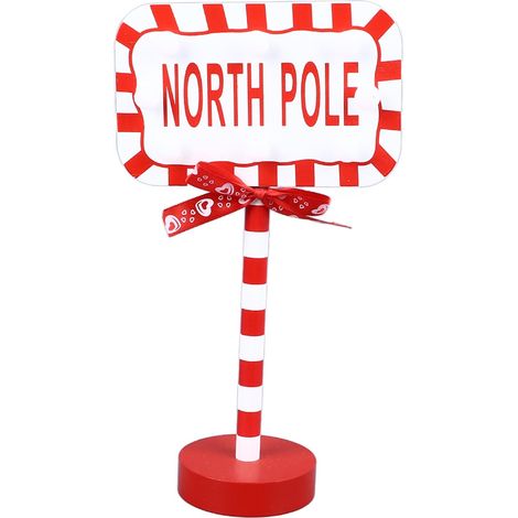 Décoration de Noël « Arrêtez-vous ici », cimier de sapin Père Noël, LED, métal et bois, rectangulaire 15,8 x 8 x 28,5 cm (1/5)