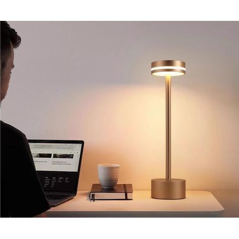 lampe de table sans fil rechargeable usb, 5000mAh lumiere bureau LED tactile puissante pile, 3 températures de couleur, pour chevet, camping, interieur, exterieur, terrasse, restaurant (1/3)