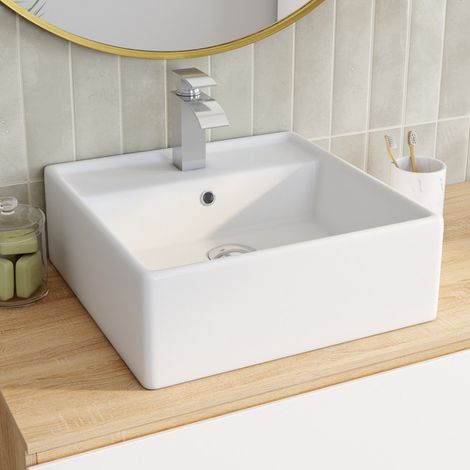 Lavabo cuadrado de cerámica blanca L. 41 x An. 41 x Al. 15,5 cm