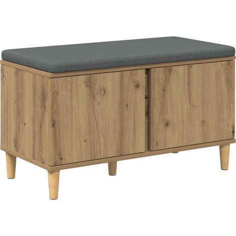 Banc d'entrée avec coussin Chêne Artisanal 80 x 38 x 46 cm vidaXL