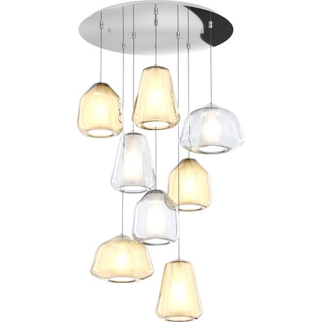 SOSPENSIONE CROMO 8 LUCI TONDA VETRI (ALPHA TR+AM) (1X BETA TR + 2X AM) (1X GAMMA TR + 2X AM) 1176CR-S8 T ABG-TA