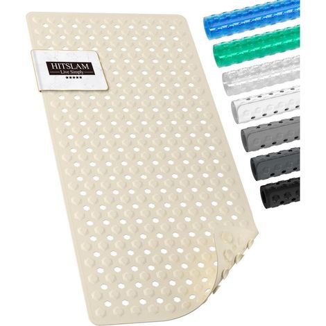 Badewannenmatte rutschfest 89x40cm, BPA-frei, schimmelresistent, maschinenwaschbar, Sand (1/5)