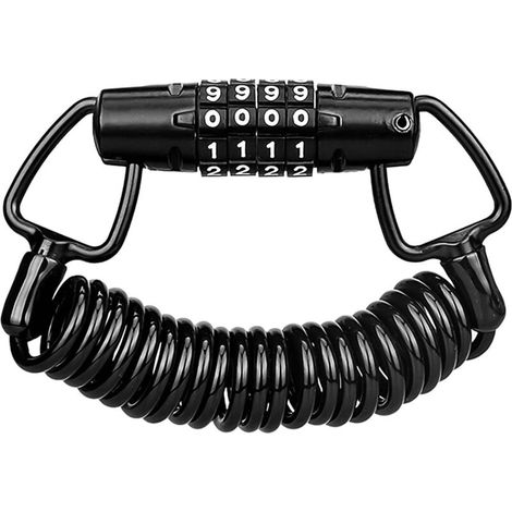 SABIR Antivol de Casque,Cadenas de Vélo avec 4 Chiffres,150CM Antivol Universel à Câble,Chaîne Antivol pour Vélo, Poussettes et Scooter peut Être Enroulé Automatiquement, Noir (1/5)