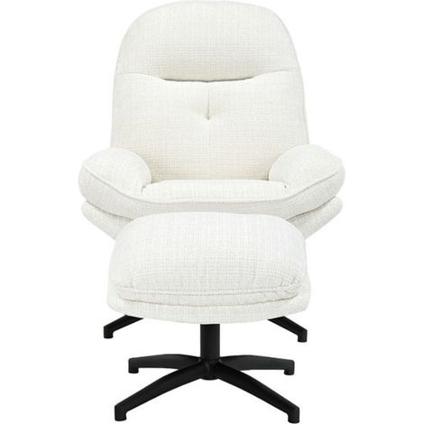 Fauteuil vintage inclinable blanc confort avec repose-pieds Casita BRANSON (1/5)