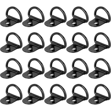 20 Pièces Anneaux D'Arrimage à Anneau en D, Traction Anneaux Arrimage, Anneau d'Arrimage, pour Remorques, Voitures, Camions, Kayaks, Outils Électriques, Arrimage de Charge 36x25mm Noir