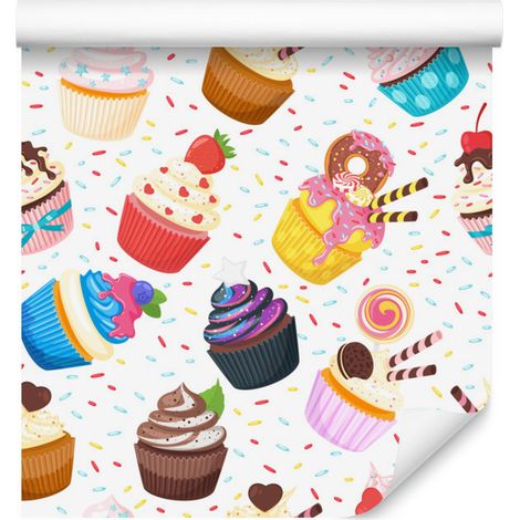 Bunte Cupcake-Tapete für Wohn- und Schlafzimmer, 50 x 1000 cm (1/5)