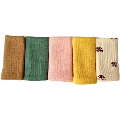 Set di 3 asciugamani viso in mussola per neonati - set di asciugamani per neonati - asciugamani viso e bagno 25 x 25 cm - asciugamani viso riutilizzabili per neonati - 100% cotone - morbidi e traspira (1/5)