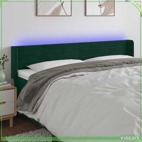 Tête de lit - 3123439 - Velours vert foncé - LED intégrée USB 5V - Hauteur réglable 78/88 cm (1/5)