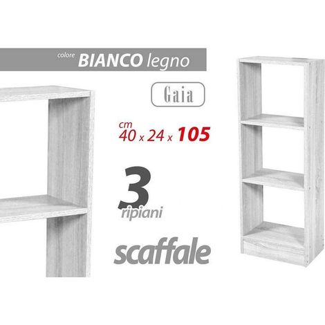 Kaela - Libreria 3 Ripiani Scaffale 105x40x24cm Mensole In Legno Bianco Moderno 768934 - (1/2)