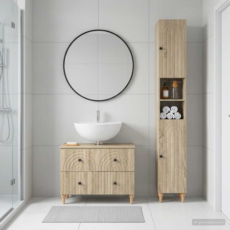 vidaXL 2 Piece Bathroom Cabinet Set ALKMAAR Sonoma Oak Engineered Wood (1/5)