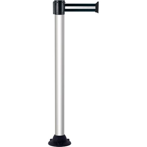 Poteau Alu Anodisé à sangle Noir/Argent 5m x 50mm sur socle fixe - 2052085