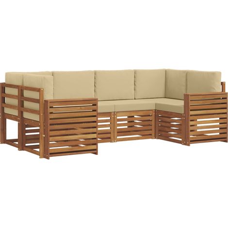 Sectional Sofa Set with Cushion 6 pcs Natural and Beige vidaXL (1/5)