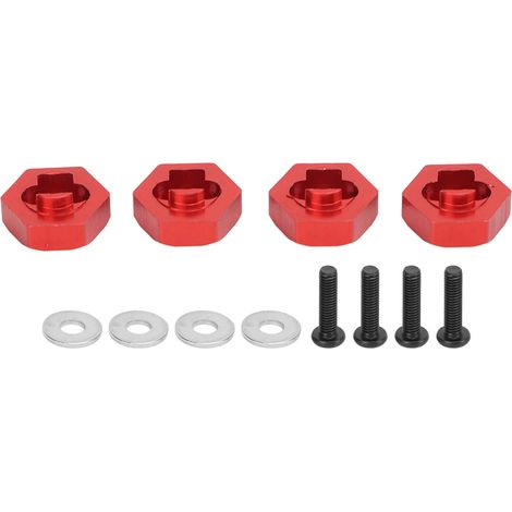 Adaptateur de moyeu hexagonal en alliage d'aluminium, 4 pièces pour camion RC Traxxas LaTrax Teton 1/18, rouge (1/5)