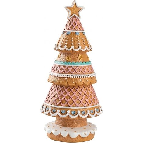 Figura de resina con forma de árbol de Navidad, con forma de galleta de jengibre, un adorno festivo de 23 cm para colocar en una estantería o escritorio durante las fiestas. (1/5)