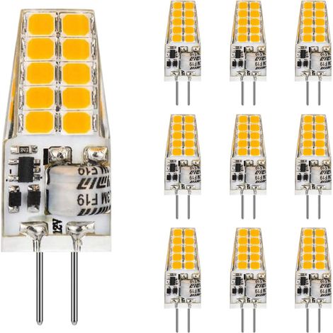 Lot de 10 ampoules LED G4 blanc chaud 12 V- Culot bi-broche 2 W T3 - Équivalent 30 W G4 halogène - Pas de scintillement - Éclairage de lustre (1/5)